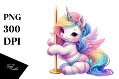 Colorful Baby Unicorn in Pole Dancer&#039;s Outfit, PNG Product Image 3