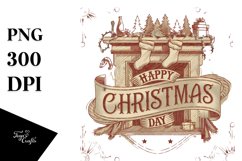 Retro Happy Christmas Day Png Product Image 1