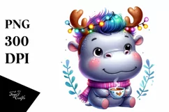 Expressive Baby Hippo with Tea Cup, Transparent PNG Product Image 3