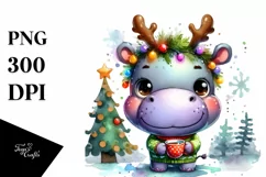 Expressive Baby Hippo with Tea Cup, Transparent PNG Product Image 1