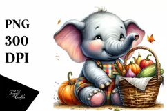 Quirky Elephant Autumn Basket | Sublimation | Clipart Product Image 3