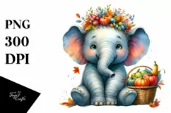 Quirky Elephant Autumn Basket | Sublimation | Clipart Product Image 3