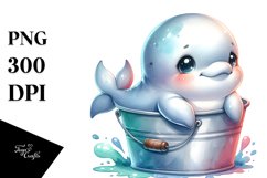 Colorful Baby Beluga Whale in Bucket | Clipart Product Image 3