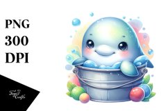 Colorful Baby Beluga Whale in Bucket | Clipart Product Image 3