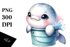 Colorful Baby Beluga Whale in Bucket | Clipart Product Image 3