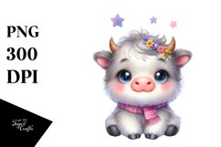 Colorful Baby Musk Ox with Moon Stars | Clipart Product Image 1