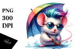 Cute Baby Mouse with Umbrella, Transparent PNG Product Image 1