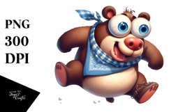 Whimsical Bear Jumping Mid-Air, Transparent PNG Product Image 1
