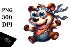 Whimsical Bear Jumping Mid-Air, Transparent PNG Product Image 1
