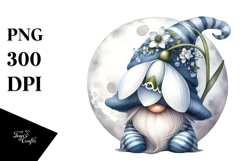 Cute Watercolor Gnome with Snowdrop Floral PNG Product Image 1