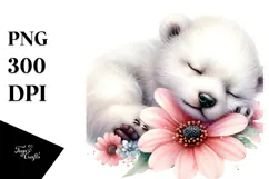 Digital Baby Polar Bear, Watercolor Art Product Image 1
