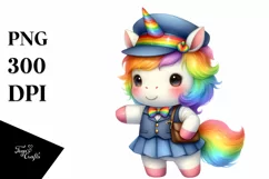 Cute Baby Unicorn Instructor Rainbow Clipart Product Image 1