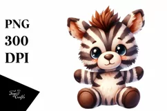 Cute Vibrant Plush Zebra, Watercolor Clipart Product Image 1