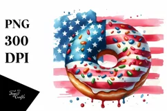 Vintage Donut Watercolor Sublimation Clipart Product Image 1