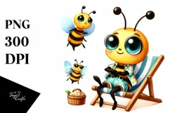 Cute Bee Big Eyes Beach Chair Clipart Product Image 1