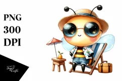 Cute Bee Big Eyes Beach Chair Clipart Product Image 3
