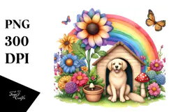 Colorful Dog House Illustration with Rainbow | Sublimation | Product Image 1
