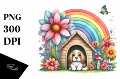 Colorful Dog House Illustration with Rainbow | Sublimation | Product Image 3