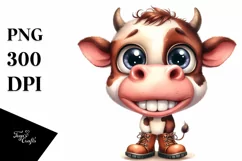 Contemptuous Baby Cow with Big Eyes, Transparent PNG Product Image 1