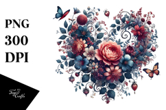 Floral Heart Digital Painting PNG Product Image 1
