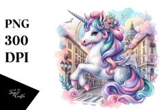 Baby Unicorn on Italian Street, PNG Format Product Image 3