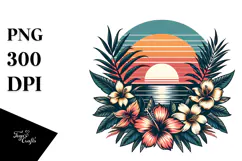 Vintage Tropical Flower Sunset, 20 oz Tumbler Product Image 1