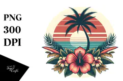Vintage Tropical Flower Sunset, 20 oz Tumbler Product Image 1