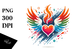Simple Heart with Wings and Fire PNG Product Image 1