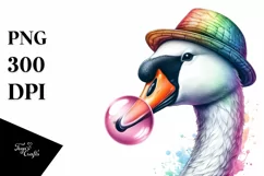 Quirky Swan Wearing Hat | Clipart Product Image 1