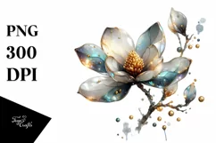 Shiny Magnolia with Golden Insertions | Clipart Product Image 3