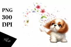 Colorful Tumbling Dog with Flower Petals | Sublimation Product Image 3