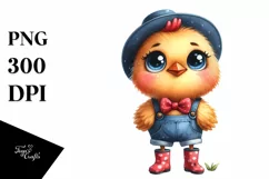 Funny Chicken in Rain Boots | Watercolor Clipart Product Image 1