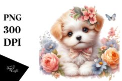 Cute Baby Dog with Flowers | Sublimation | Clipart Product Image 3