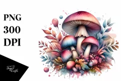 mushroom watercolor splash PNG Product Image 1