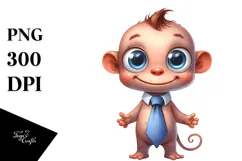 Funny Baby with Tie | Watercolor Clipart Product Image 1