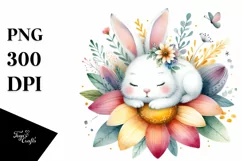 Colorful Bunny Flower Sleeping in Sublimation Clipart Product Image 3