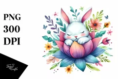 Colorful Bunny Flower Sleeping in Sublimation Clipart Product Image 3
