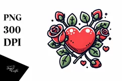 Simple Cartoon Heart Roses PNG Product Image 1