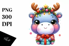 Enthusiastic Watercolor Hippo PNG Product Image 3
