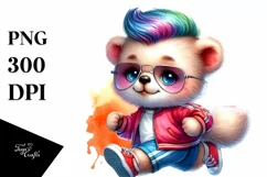 Vibrant Bear with Cool Haircut PNG Product Image 1