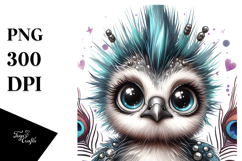 Cute Energetic Peacock PNG Product Image 1