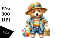 Colorful Beach Wear Puppy PNG Product Image 1