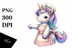 Baby Unicorn in Baker's Apron PNG Product Image 3