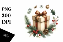 Simple Watercolor Christmass Gift PNG Product Image 3
