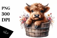 Cute Baby Cow with Flowers PNG Product Image 3