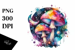 Colorful Magical Celestial Astral Mushroom | Clipart Product Image 1