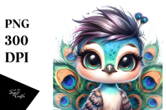 Cute Baby Peacock with Cool Haircut PNG Product Image 1