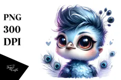 Cute Baby Peacock with Cool Haircut PNG Product Image 1