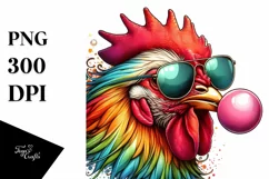 Colorful Chicken Portrait Sublimation Clipart Product Image 3