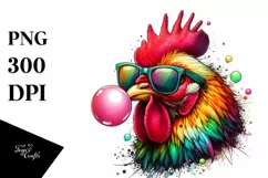 Colorful Chicken Portrait Sublimation Clipart Product Image 3